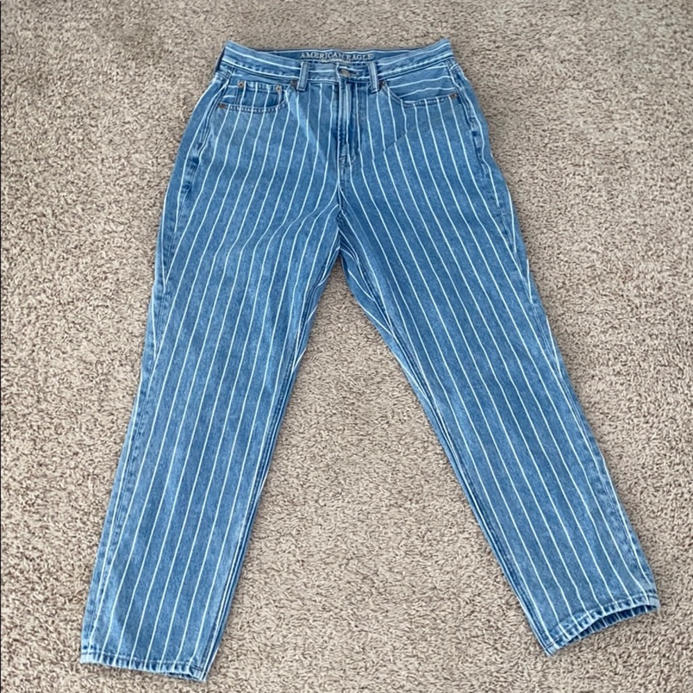 American Eagle Striped Mom Jean (Size 4)